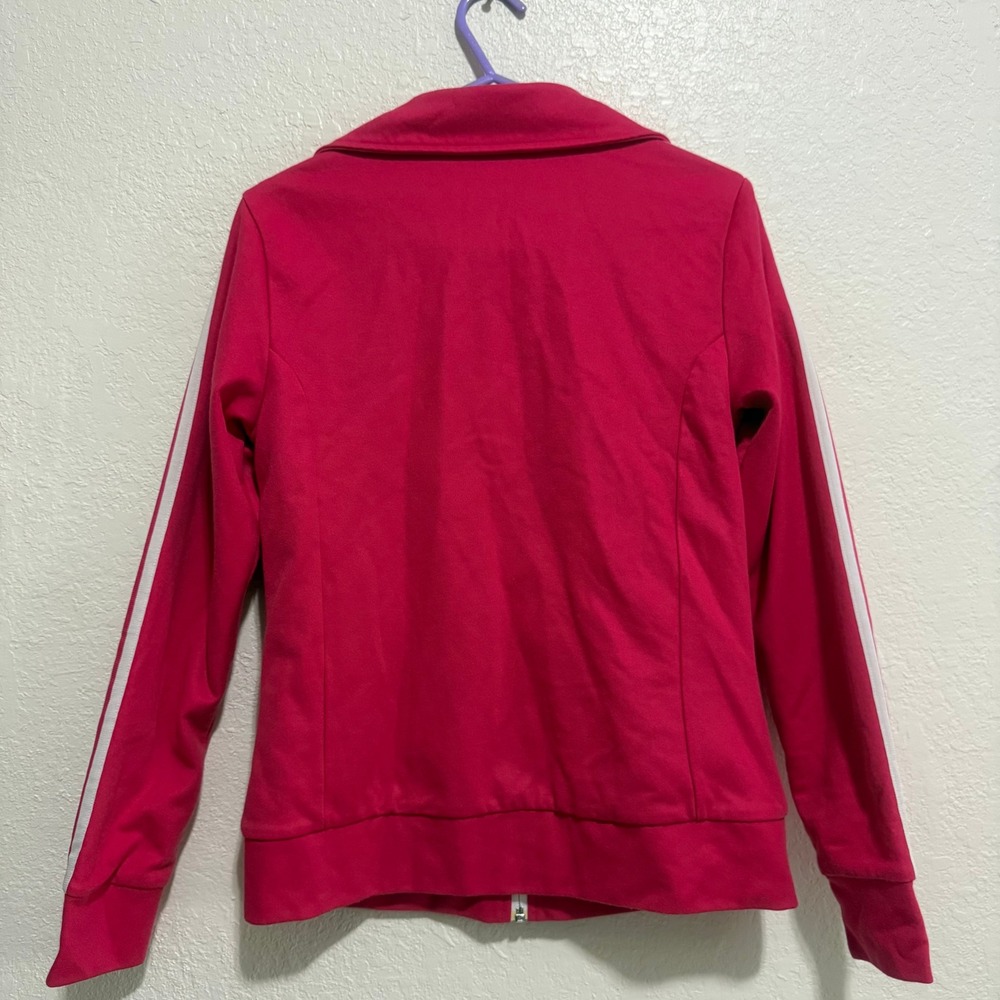 Vintage Adidas Women's Track Jacket Pink White Logo Zip Up Lips Lining Size S - Picture 5 of 10